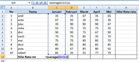Membuat Nilai Rata Rata Kelas Dan Keseluruhan Pada Excel Kisah Sekolah