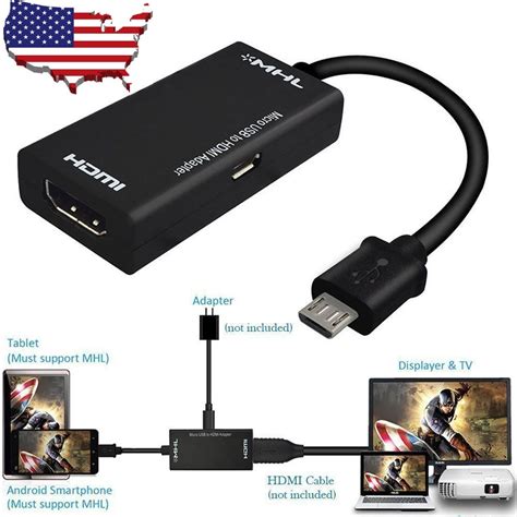 P Mhl Micro Usb To Hdmi Hdtv Cable Adapter For Android Phone Tablet Tv Ebay