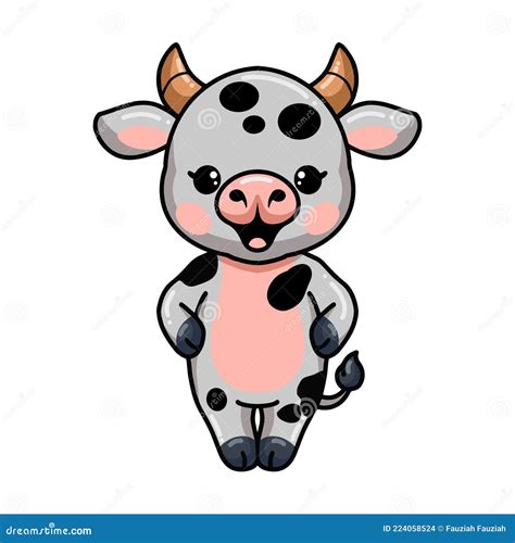 Cute Baby Cow Cartoon Standing Stock Vector Illustration Of Livestock