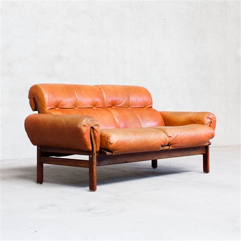 Rosewood And Leather Sofa By Coja Sweden 86365