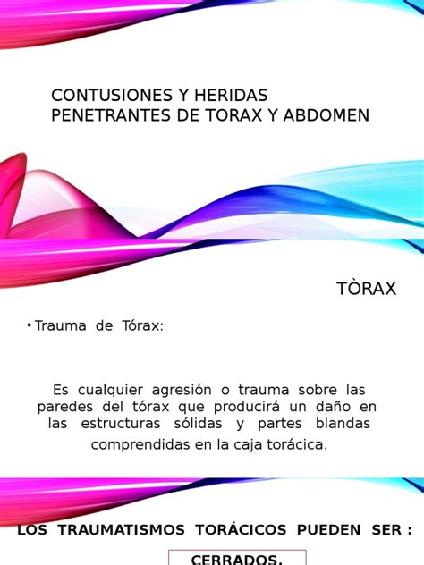 Contusiones Y Heridas Penetrantes De Torax Y Abdomen Pdf Lesión Especialidades Medicas
