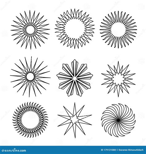 Set Of Line Star Shapes Symbol Icon Vector Illustration Stock Vector