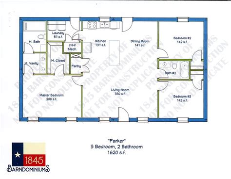 3 Bedrooms 1845 Barndominiums Barndominium Floor Plans Bedroom