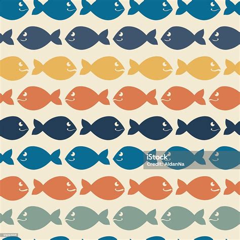 Color Abstract Fish Patternbackgroundvintage Wallpaper Stock