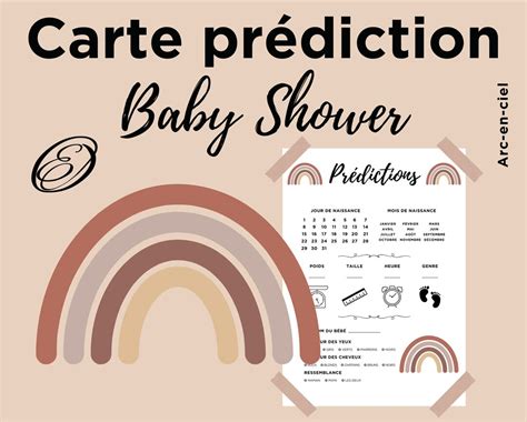 Carte Pr Diction Baby Shower Et Gender Reveal B B Arc En Ciel Carte