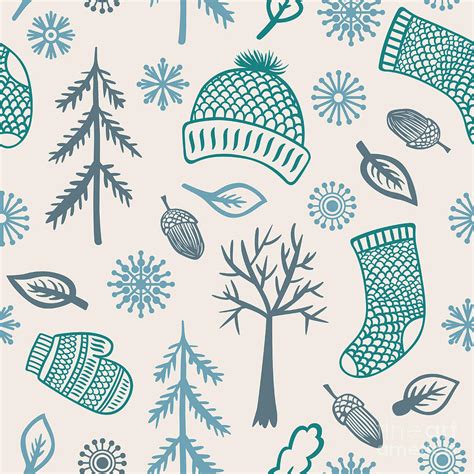 Winter Seamless Pattern With Knitted Digital Art By Marmarto Pixels