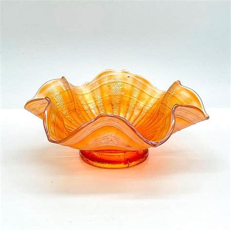 Vintage Fenton Marigold Carnival Glass Dish Stippled Rays For Sale At Auction On 30th April