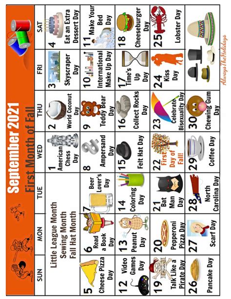 September National Day Calendar 2021 Free Printable Calendars