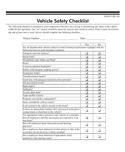 Performing a routing safety vehicle inspection is important to ensure a safe driving experience. FREE 19+ Vehicle Checklist Examples & Samples in Google ...
