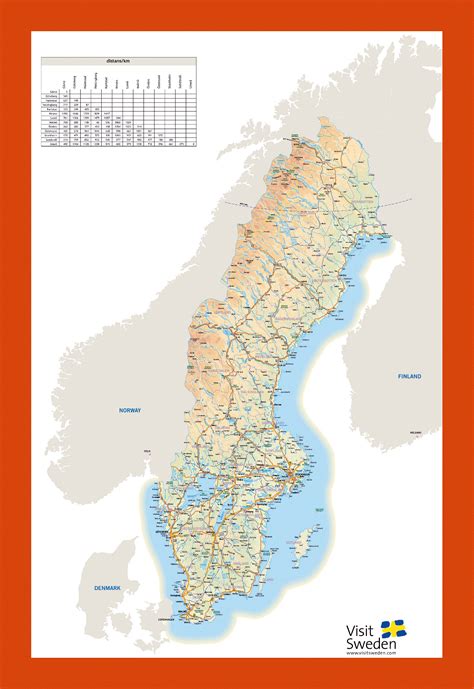 elevation map of sweden maps of sweden maps of europe map maps of the world in