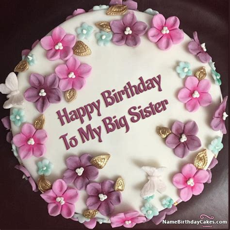 Happy Birthday To My Big Sister Cakes Cards Wishes