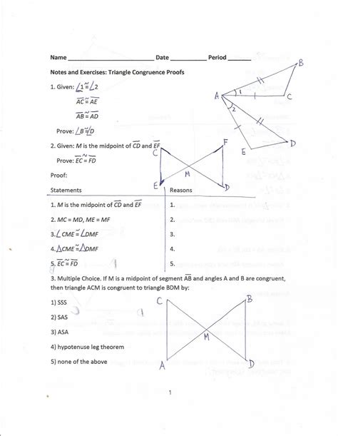 Asa, aas, and hl) homework if ∆plk ≅ ∆yuo by 108. Triangle congruence theorems common core geometry homework ...