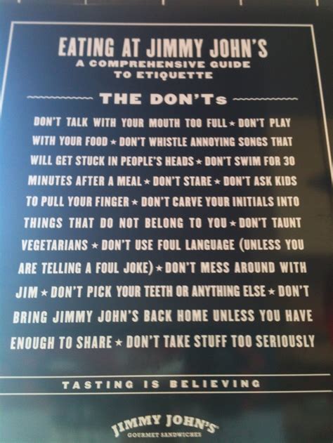 Jimmy Johns The Donts Sign Annoying Songs Jimmy