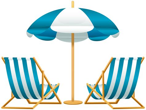 Beach Chair Umbrella Clip Art Beach Sun Umbrellas And Chairs Png Download Free