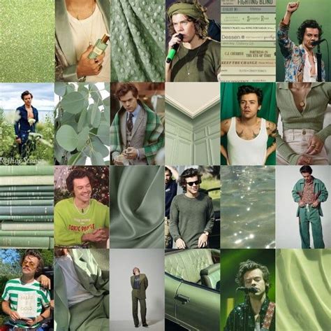 Harry Styles Photo Collage Wall Kit Green Aesthetic Digital Etsy Harry Styles Photos Harry