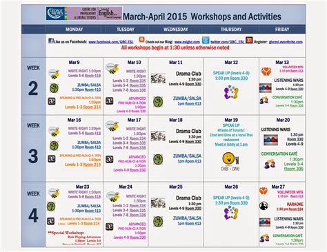 Student Success: Workshop Schedules