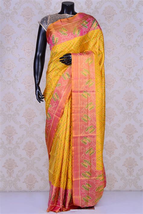 Yellow Alluring Patola Silk Saree With Multicolor Border Sr19987