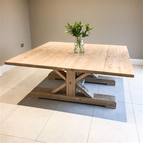 Extra Large 6ft Square Rustic Dining Table With Trestle Style Etsy UK