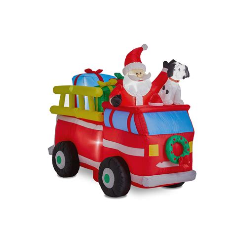 Glitzhome 7ft Lighted Inflatable Santa In Truck Decor