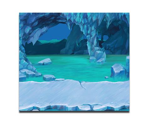 Ice Cave Handpainted Game Background Game Art Partners