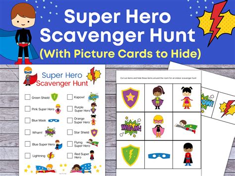 Super Hero Scavenger Hunt Superhero Treasure Hunt Printable For Kids