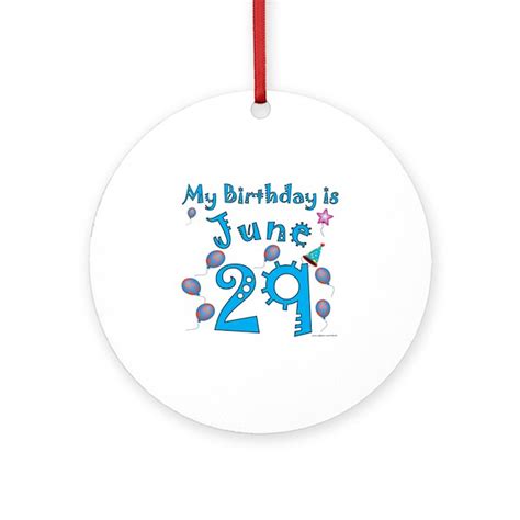 June 29th Birthday Ornament Round By Nikiclix