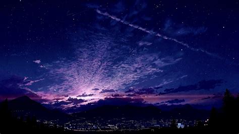Purple Anime Night Sky Wallpapers Wallpaper Cave