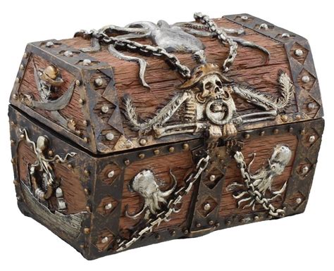 Pirates Treasure Chest Jewelry Ring Trinket Stash Box Kraken Octopus