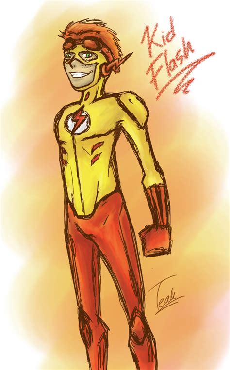Draw two lines below the flash's head as guides for the neck. Kid Flash sketch by FoxyTeah on DeviantArt