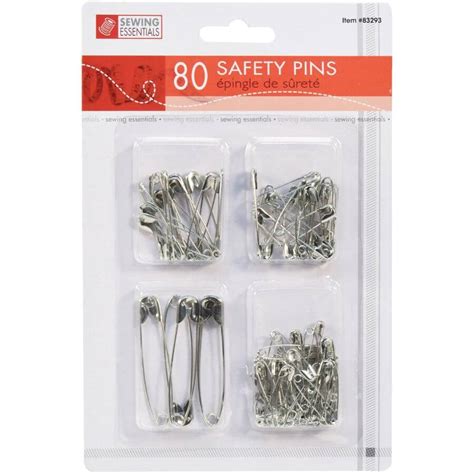 Sewing Essentials 80 Pack Assorted Sizes Metal Safety Pins Home Hardware