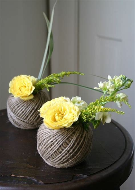 Wedding Centerpiece Idea Twine Ball W Twine Vase Twine Flowers