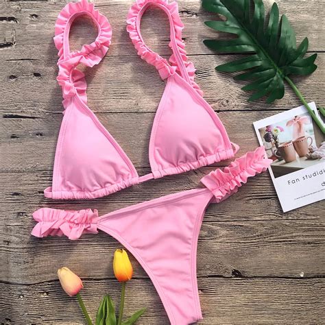 Aliexpress Com Buy Sexy D Flower Strap Bikini Set Bandeau Swimwear