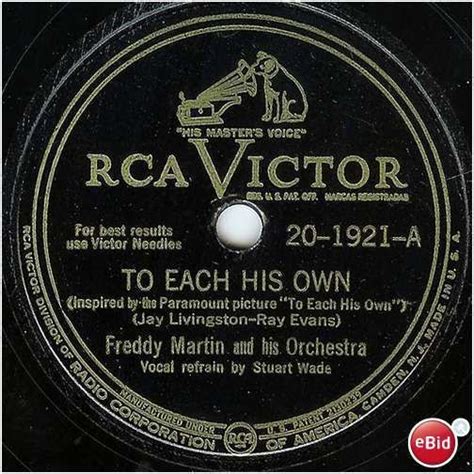 It also enlarged the service area, both ours and the one dedicated to the guests, because we share the laundry from our guests, so to each his own. Victor 78 #20-1921 - Freddy Martin Orchestra - "To Each ...