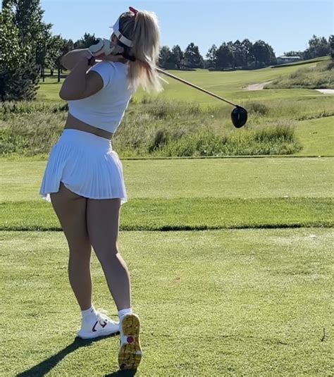 Paige Spiranac Models Revealing Mini Skirt During Golf Session
