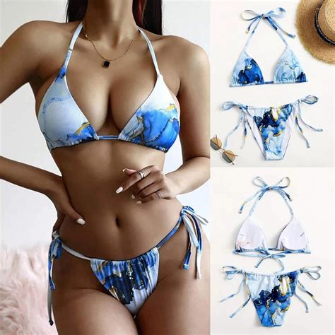 buy [beaut] women s sexy high breast contrast gradient split bikini set one piece swimsuit at