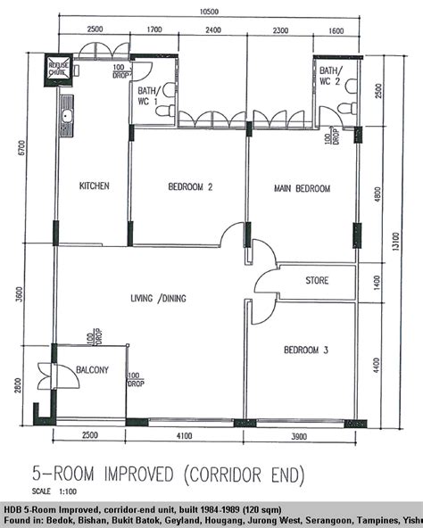 Hdb 5 Room Improved Floor Plan Home Alqu