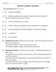 Thank you for downloading readworks answers. Selective Breeding Answer Key.pdf - ReadWorks.org Selective Breeding Teacher Guide Answers ...