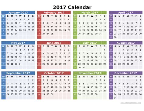 2017 Year Calendar Wallpaper: Download Free 2017 Calendar by Month