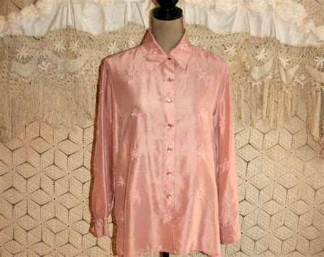 Blush Pink Blouse Pink Silk Blouse Women Silk Shirt Button Up Etsy