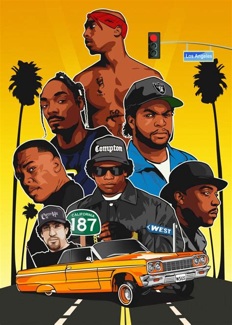 West Coast Hip Hop United States Poster Print Metal Posters