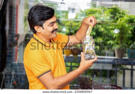 Portrait Happy Young Mustache Indian Man Stock Photo 2248800967