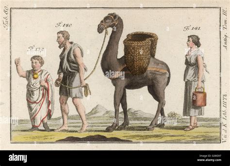 Zwei Römische Sklaven Und Ein Kamel Besuchen Ihre Jungen Master