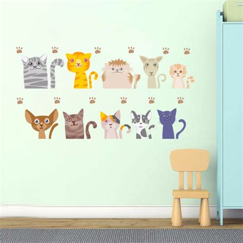 10pcs Cute Cats Removable Wall Sticker Children Room Nursery Wall Mural