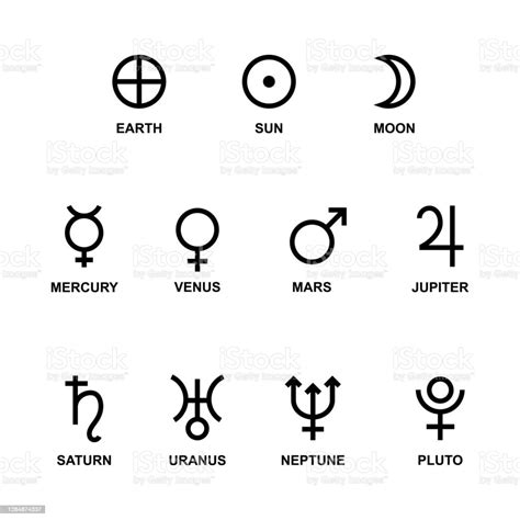 Astrological Symbols Signs Of The Planets Vector Stock Illustration