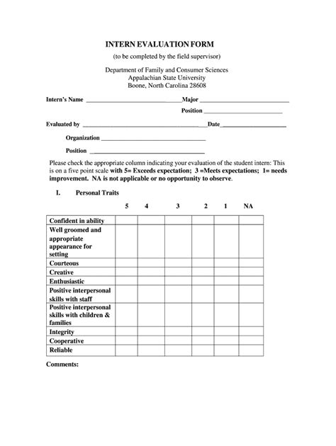 Intern Evaluation Sample 2012 2024 Form Fill Out And Sign Printable