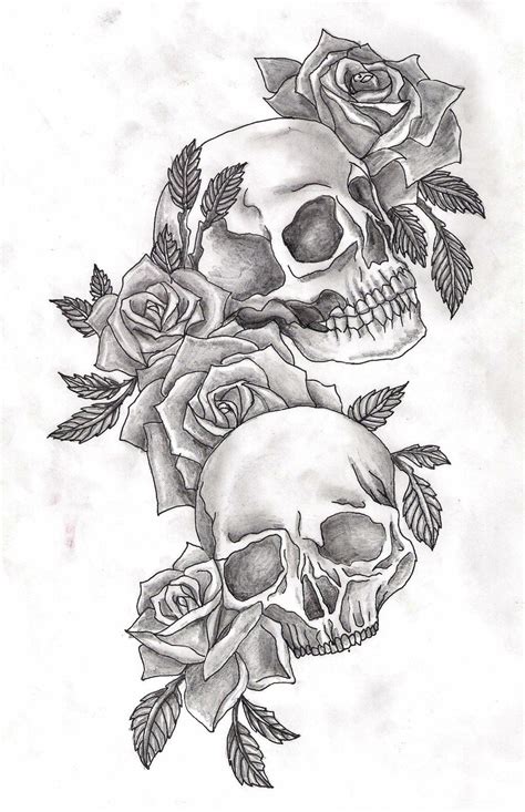 Deviantart More Like Skulls And Roses By Adler666 With