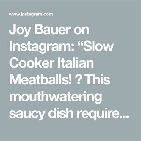 Joy Bauer On Instagram Slow Cooker Italian Meatballs 😍 This