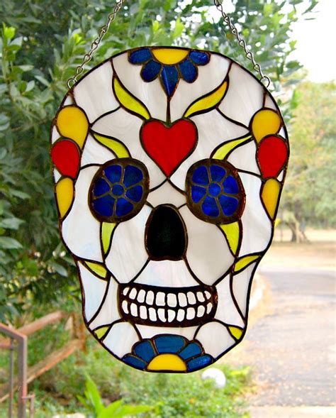 Sugar Skull Dia De Los Muertos Stained Glass Skull Day Of The Stained