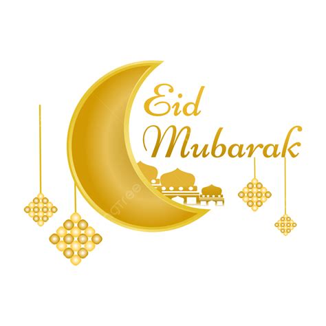 Gambar Golden Eid Mubarak Idul Fitri Islamik Bulan Png Dan Vektor