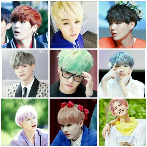 The Different Colors Of Sugas Hair Kim Seokjin Hoseok Kim Taehyung